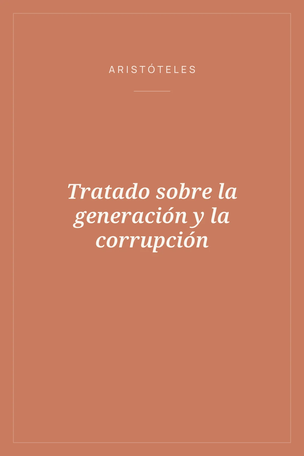 Portada de Tratado sobre la generación y la corrupción