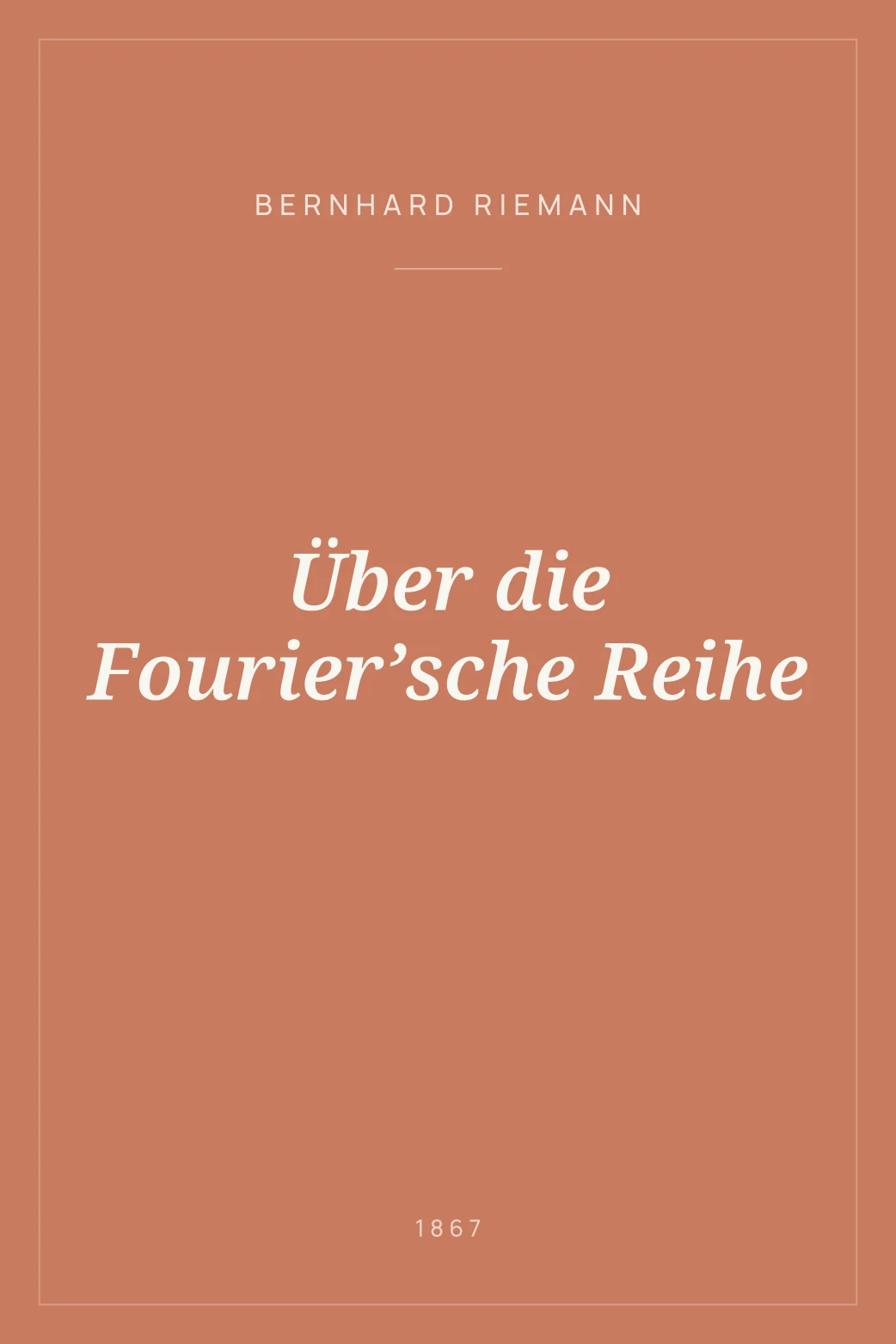 Portada de Über die Fourier’sche Reihe