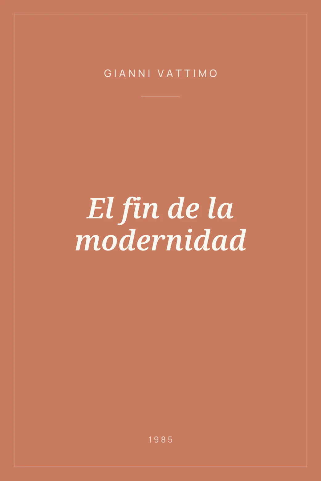 Portada de El fin de la modernidad