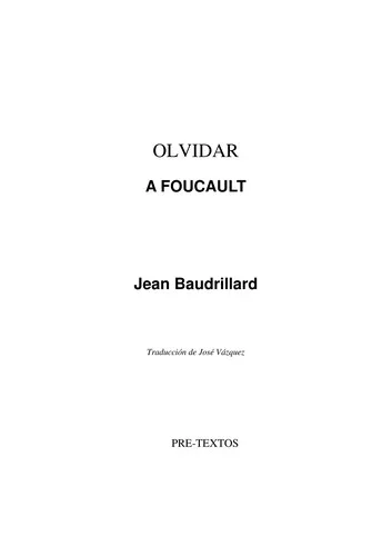 Portada de Olvidar Foucault