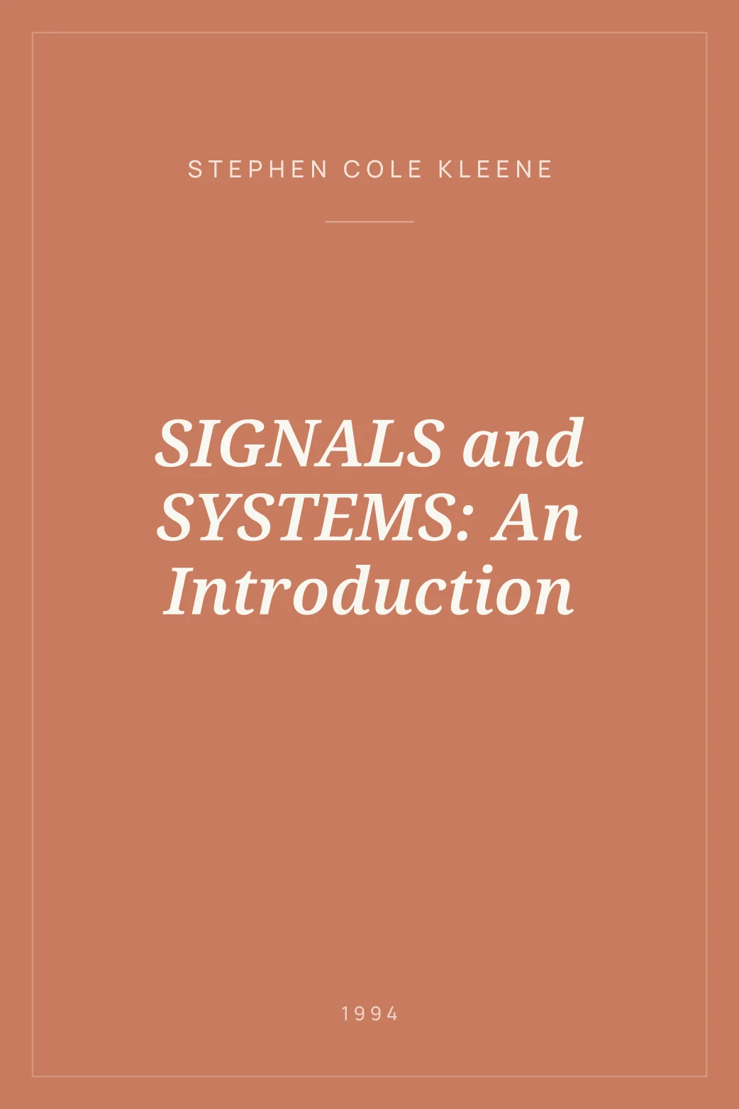 Portada de SIGNALS and SYSTEMS: An Introduction