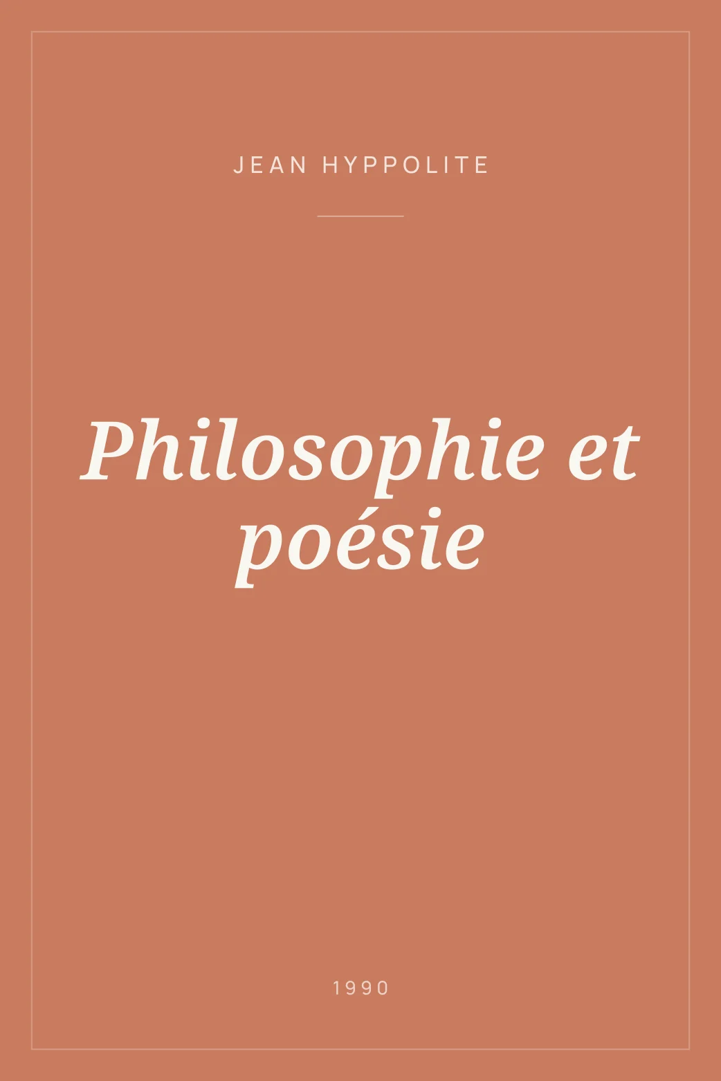 Portada de Philosophie et poésie