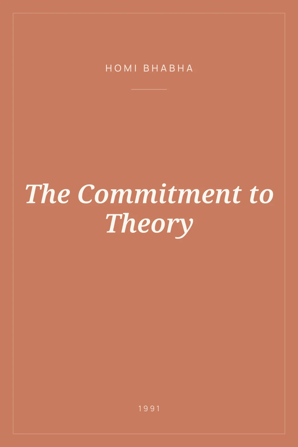 Portada de The Commitment to Theory
