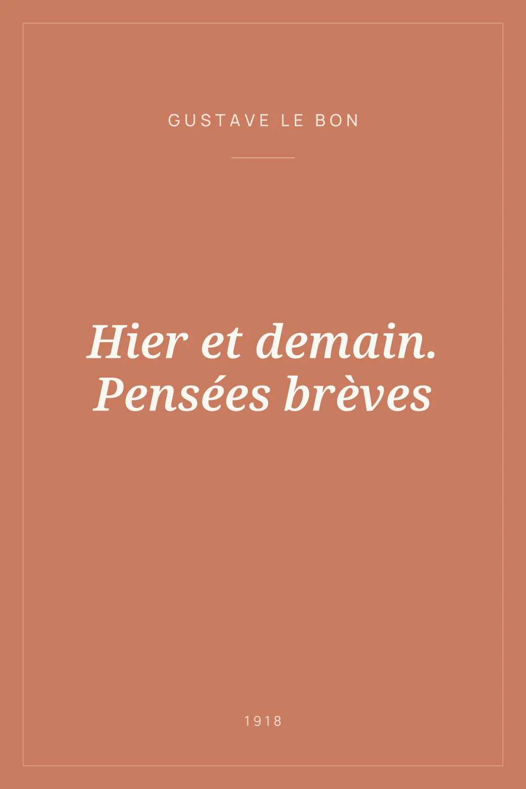 Portada de Hier et demain. Pensées brèves