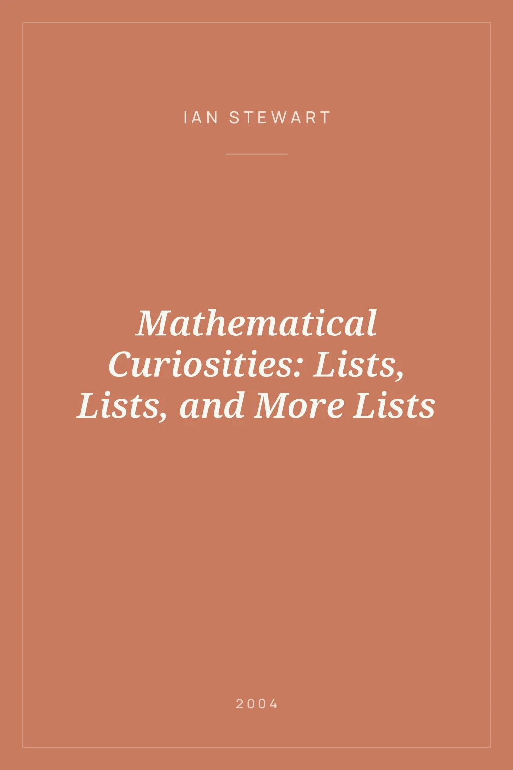 Portada de Mathematical Curiosities: Lists, Lists, and More Lists