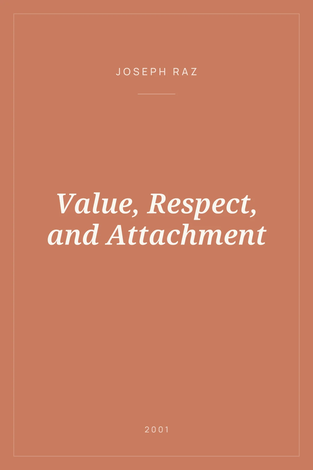 Portada de Value, Respect, and Attachment