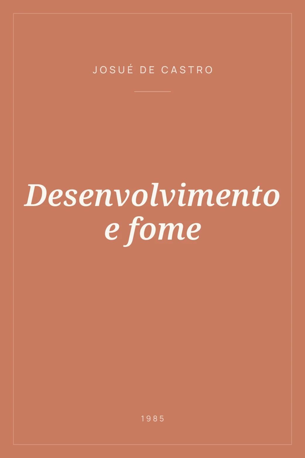 Portada de Desenvolvimento e fome