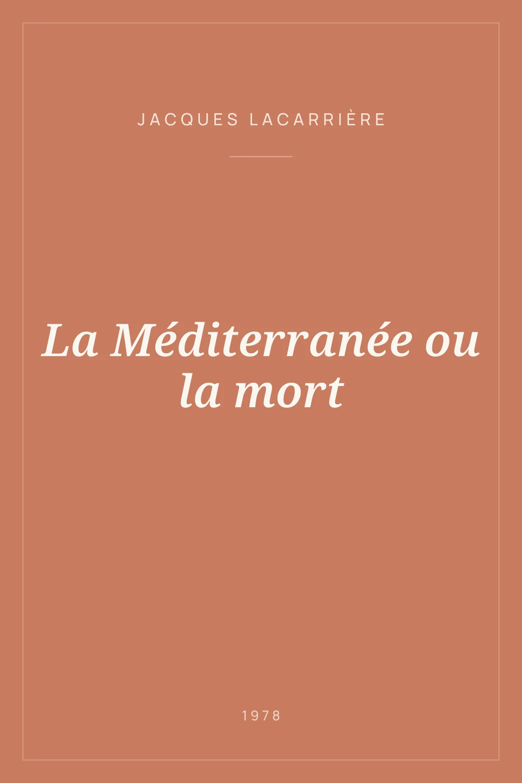 Portada de La Méditerranée ou la mort
