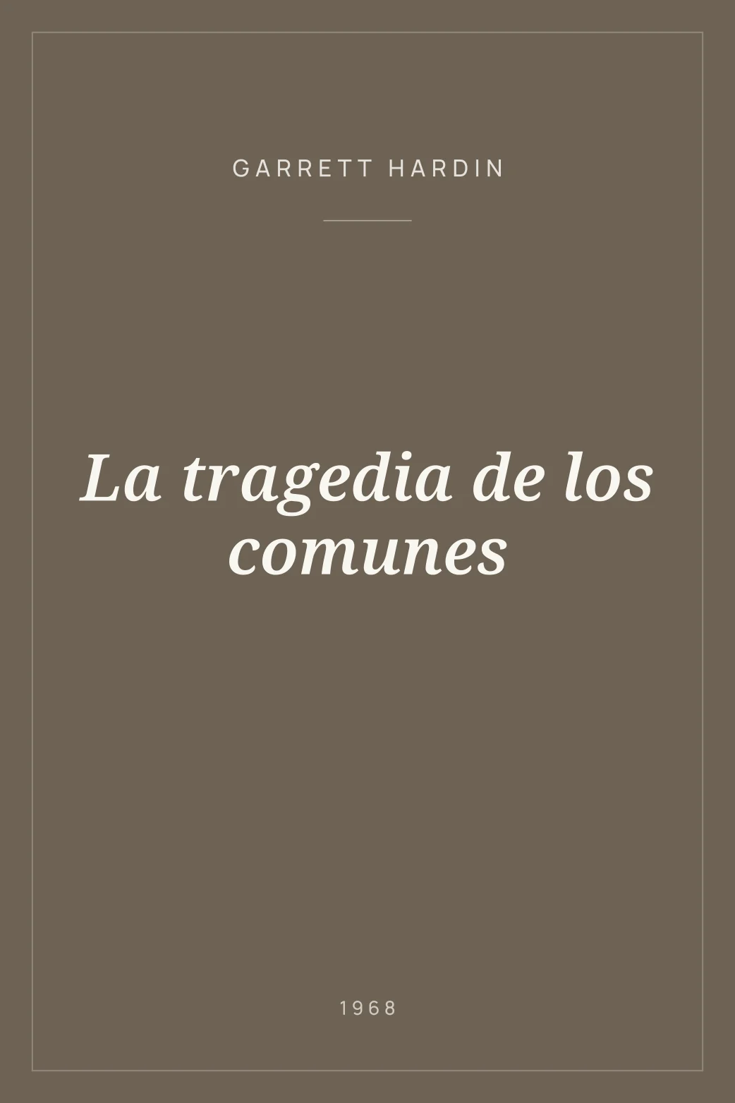Portada de La tragedia de los comunes