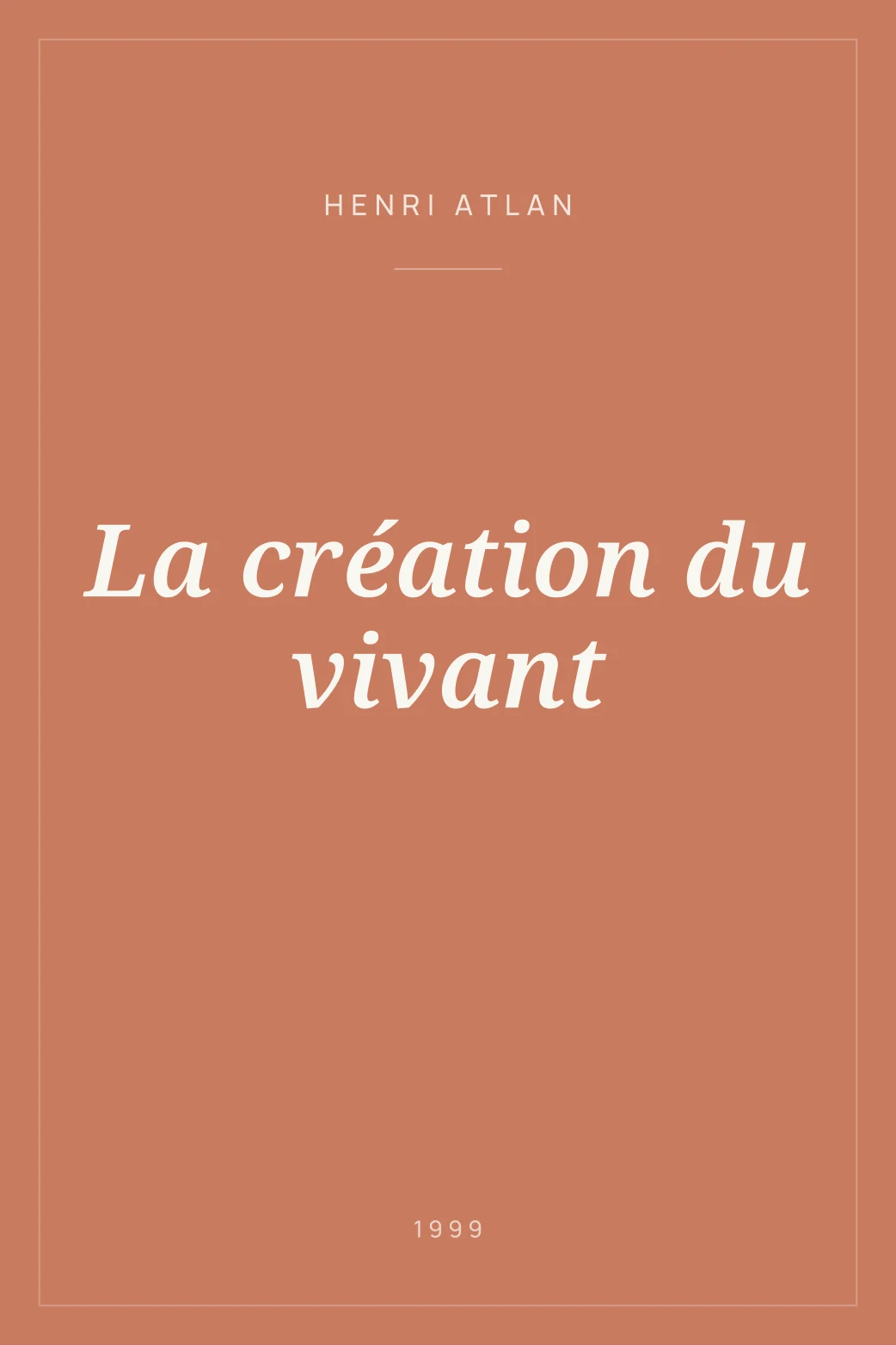 Portada de La création du vivant
