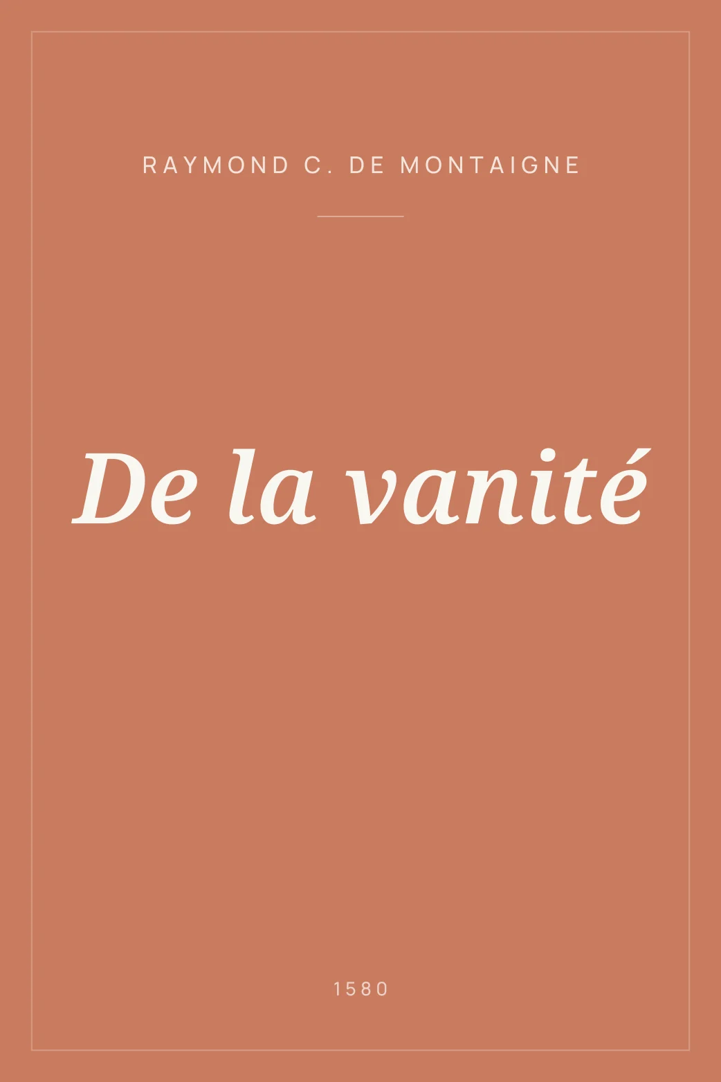 Portada de De la vanité