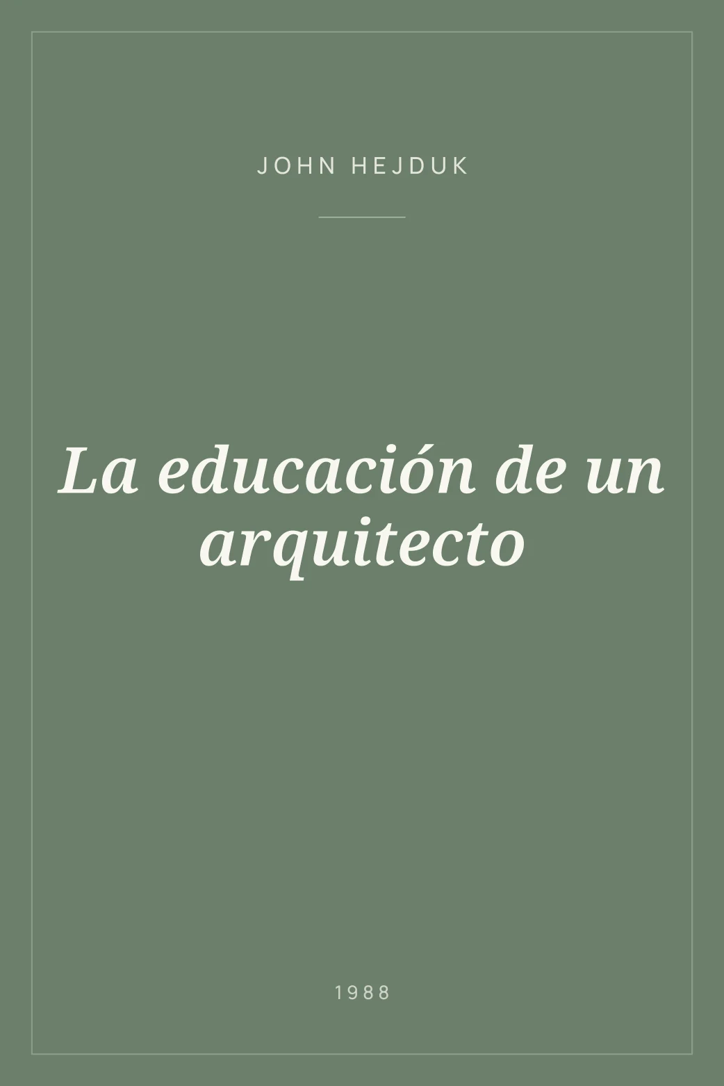 Portada de La educación de un arquitecto