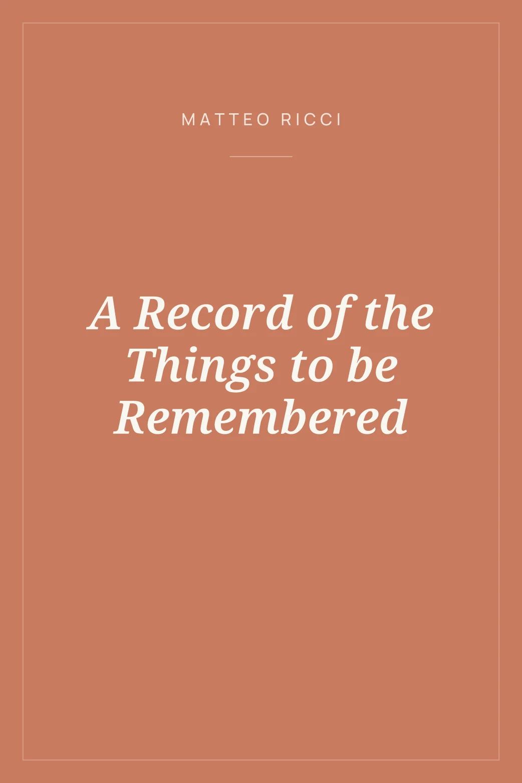 Portada de A Record of the Things to be Remembered