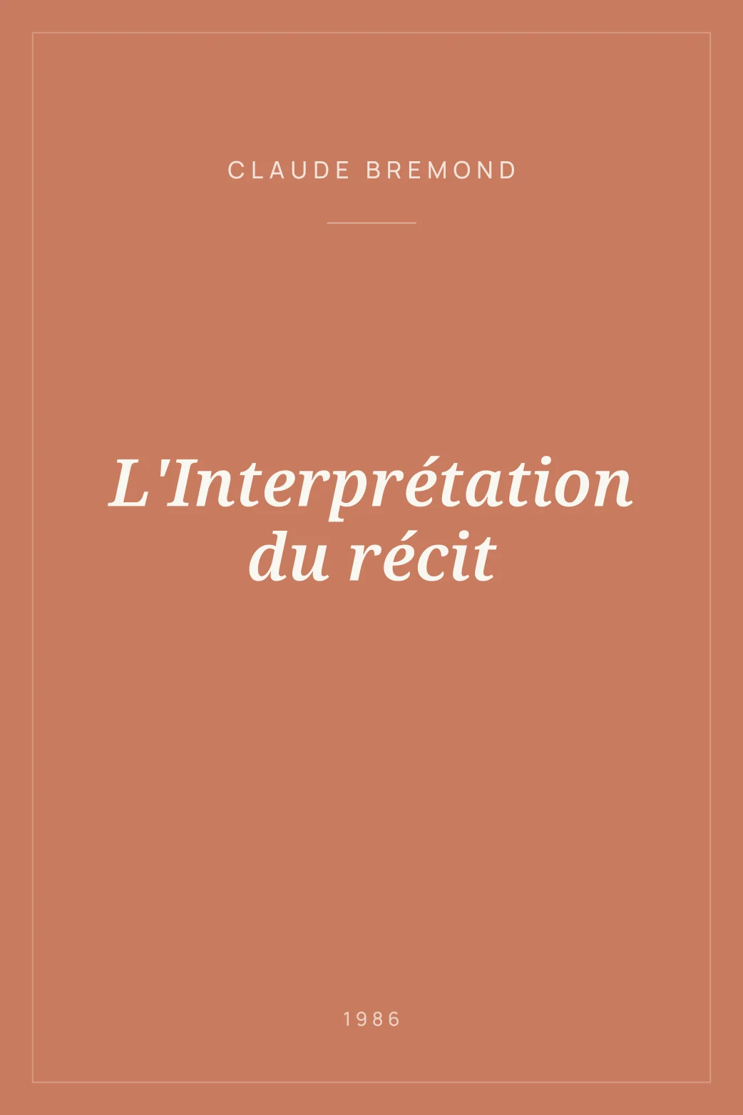 Portada de L'Interprétation du récit