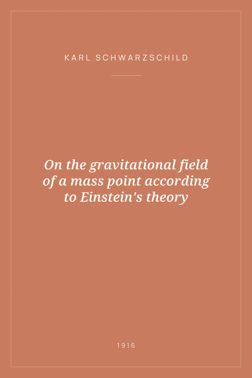 Portada de On the gravitational field of a mass point according to Einstein's theory