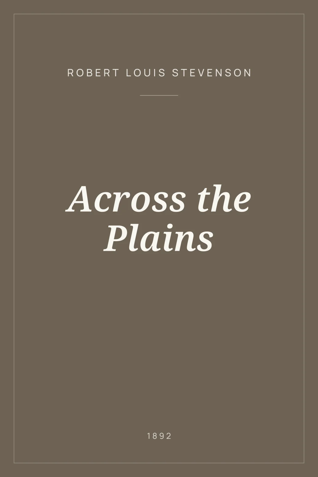Portada de Across the Plains