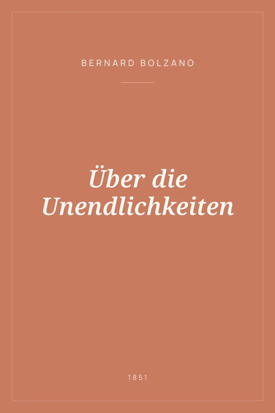 Portada de Über die Unendlichkeiten