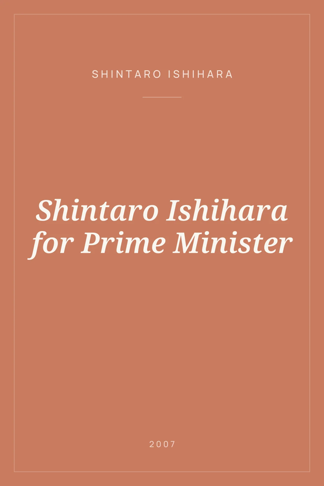 Portada de Shintaro Ishihara for Prime Minister