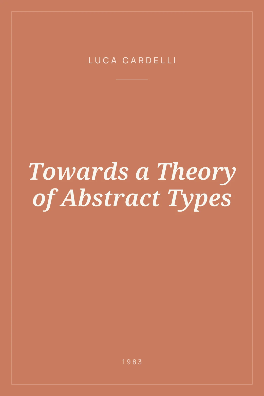Portada de Towards a Theory of Abstract Types