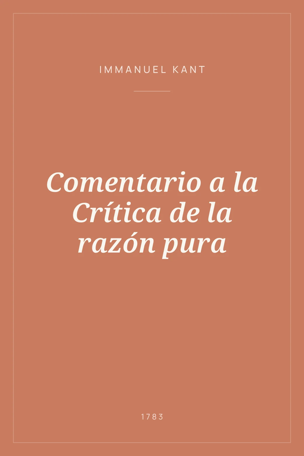 Portada de Comentario a la Crítica de la razón pura