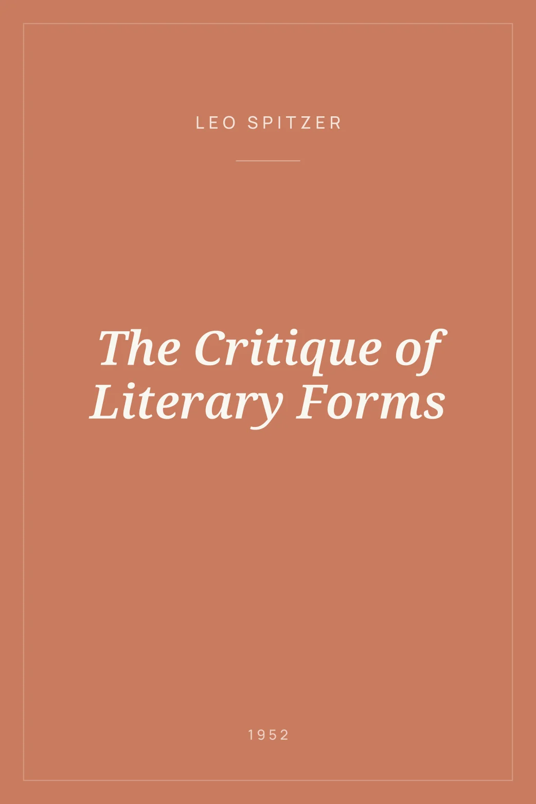 Portada de The Critique of Literary Forms
