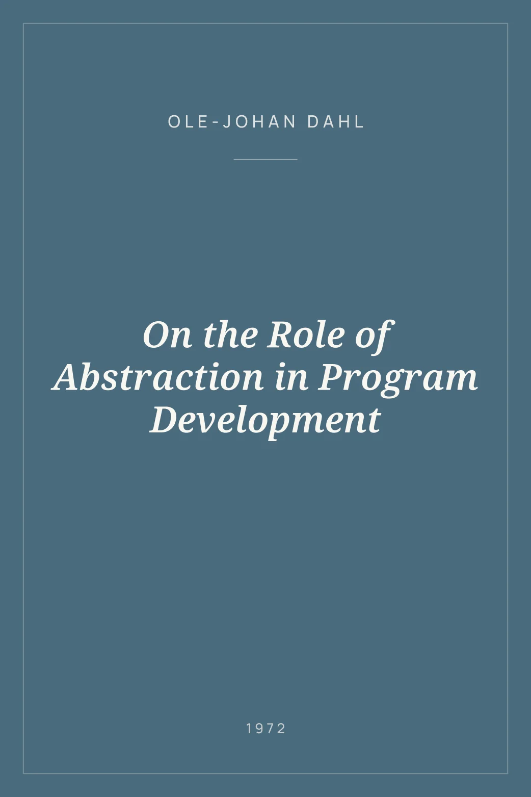 Portada de On the Role of Abstraction in Program Development
