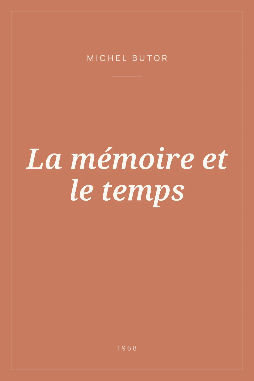 Portada de La mémoire et le temps