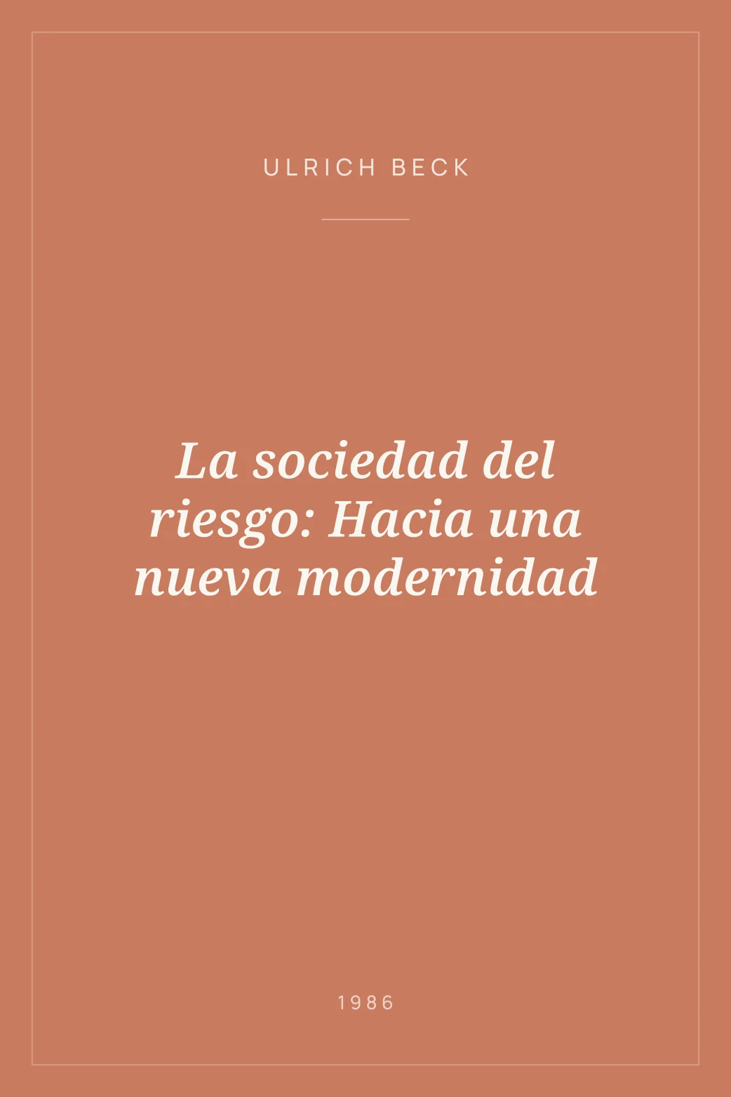 Portada de La sociedad del riesgo: Hacia una nueva modernidad