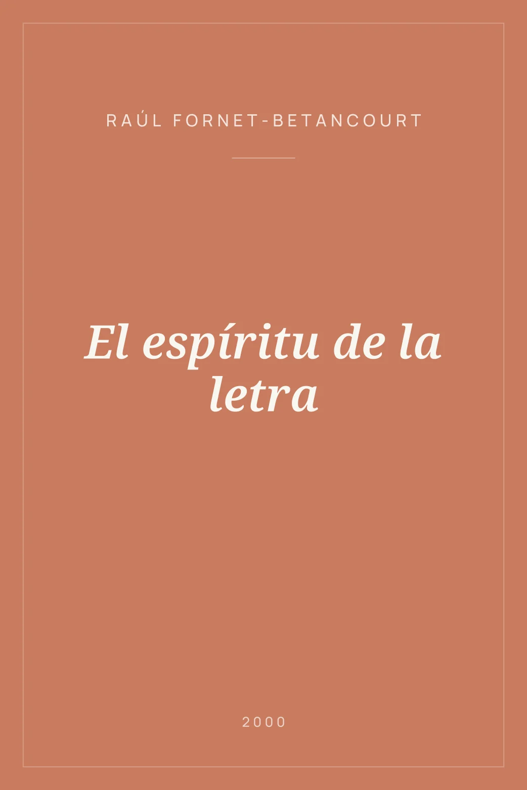 Portada de El espíritu de la letra