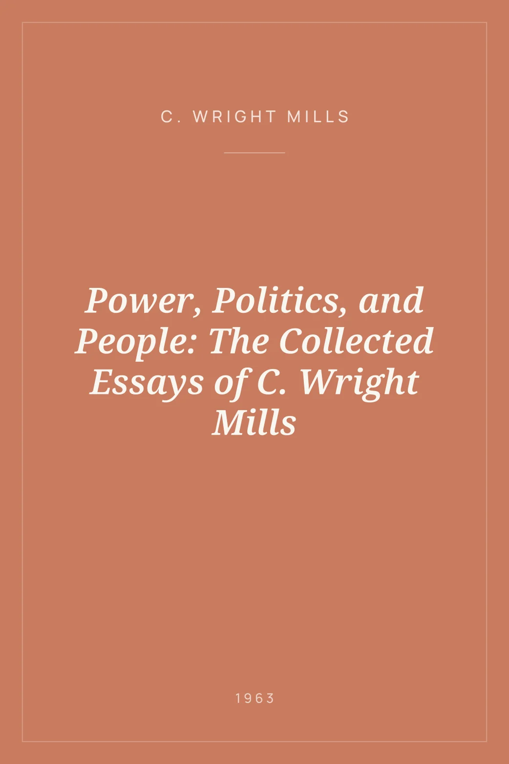 Portada de Power, Politics, and People: The Collected Essays of C. Wright Mills
