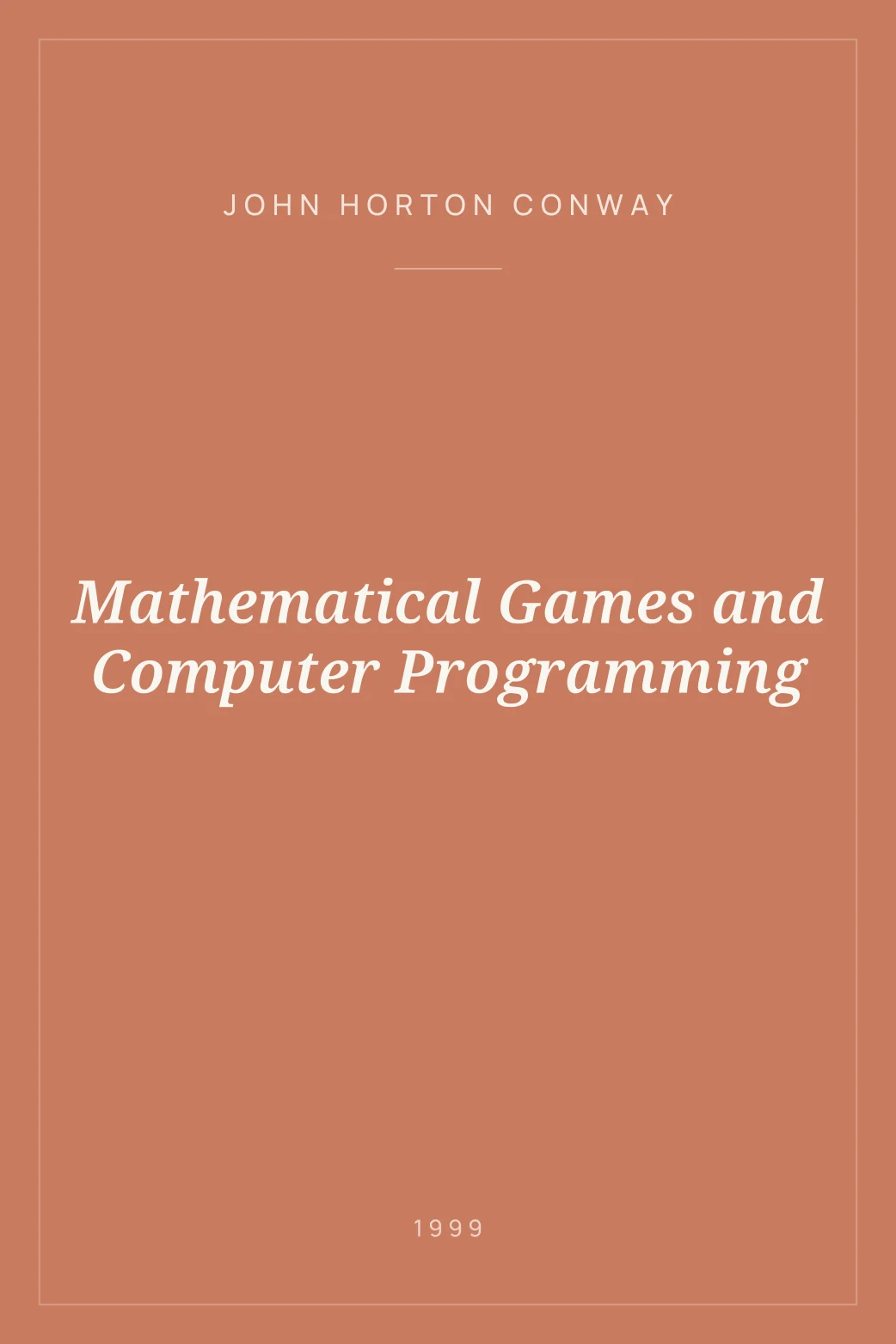 Portada de Mathematical Games and Computer Programming