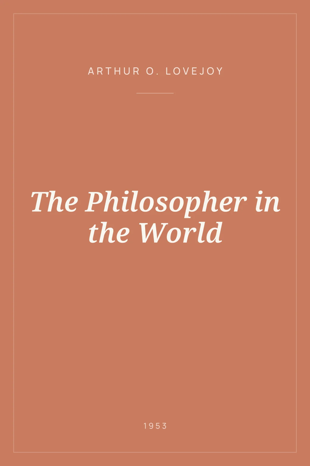 Portada de The Philosopher in the World