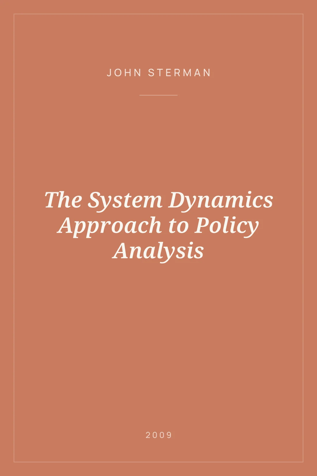 Portada de The System Dynamics Approach to Policy Analysis