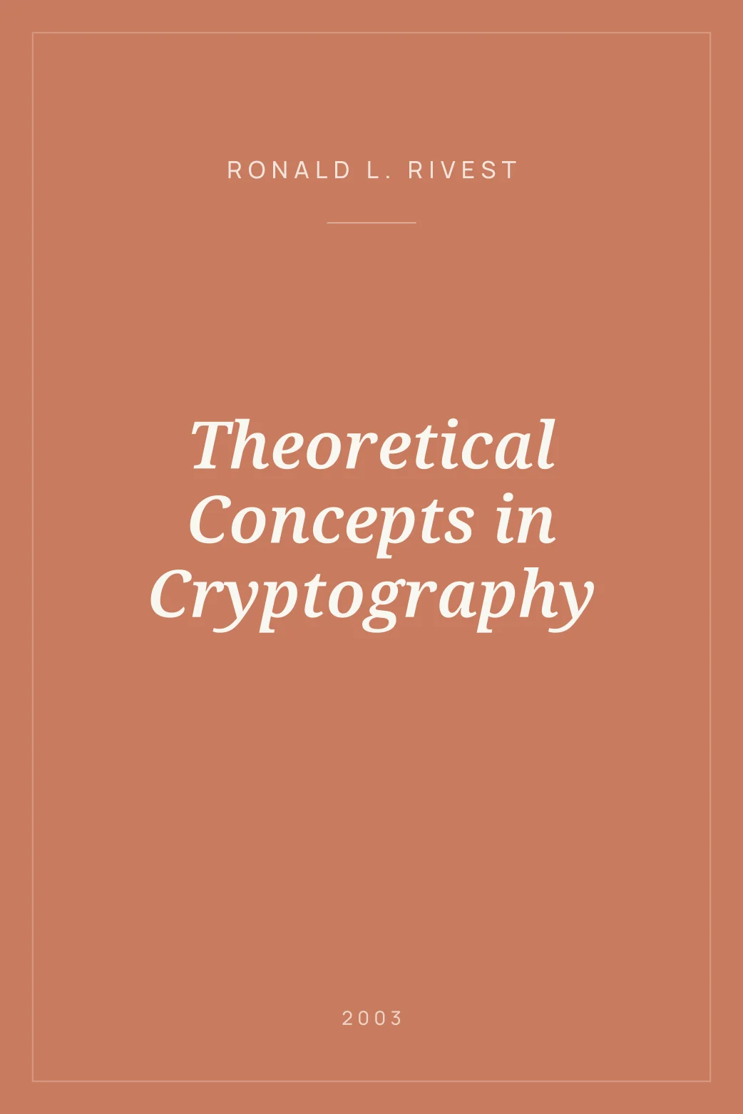 Portada de Theoretical Concepts in Cryptography