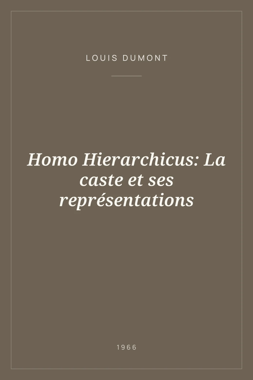 Portada de Homo Hierarchicus: La caste et ses représentations