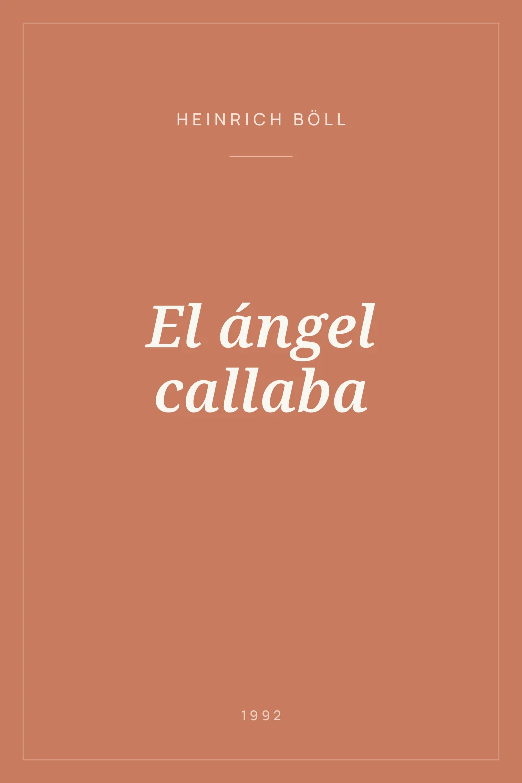 Portada de El ángel callaba