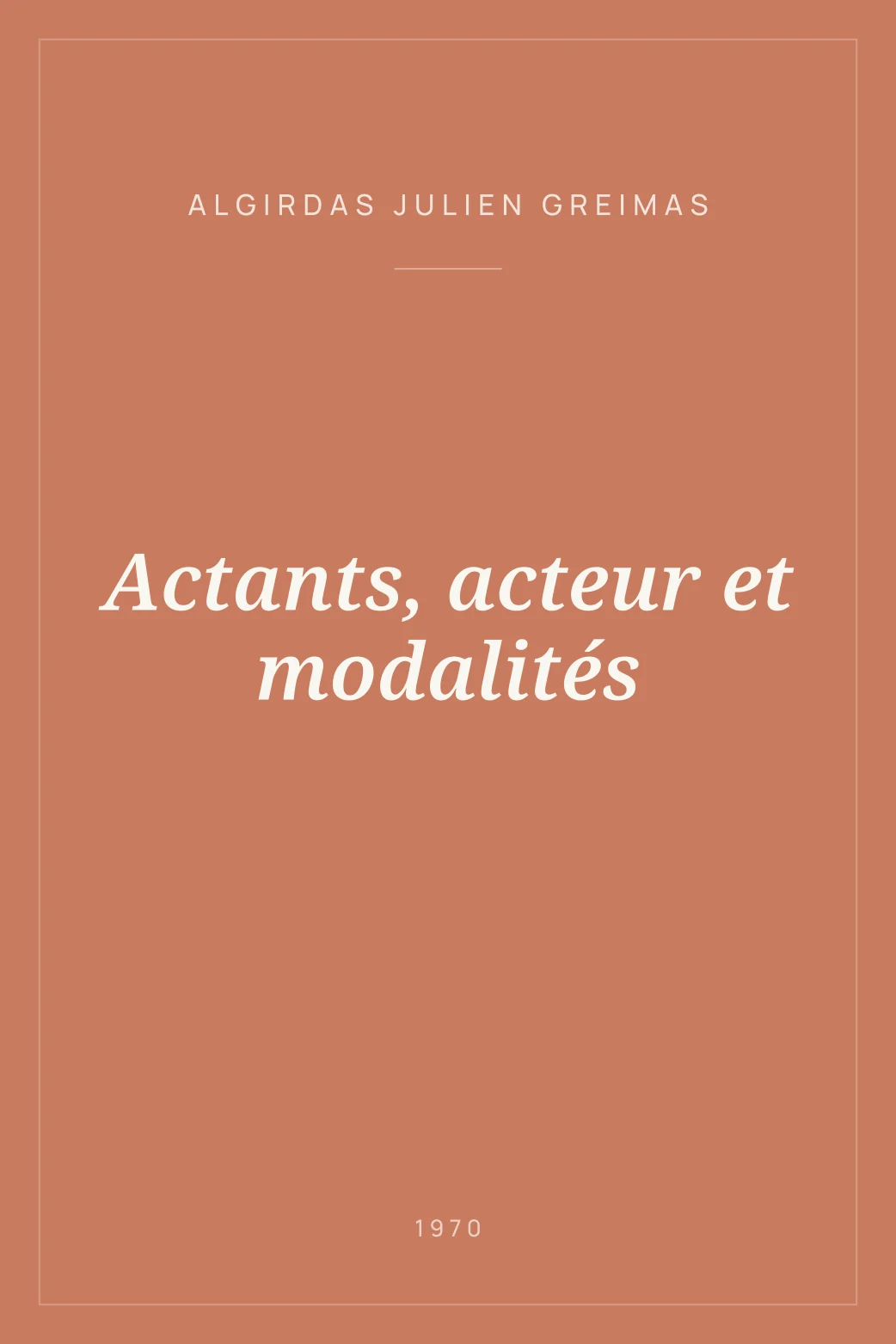 Portada de Actants, acteur et modalités