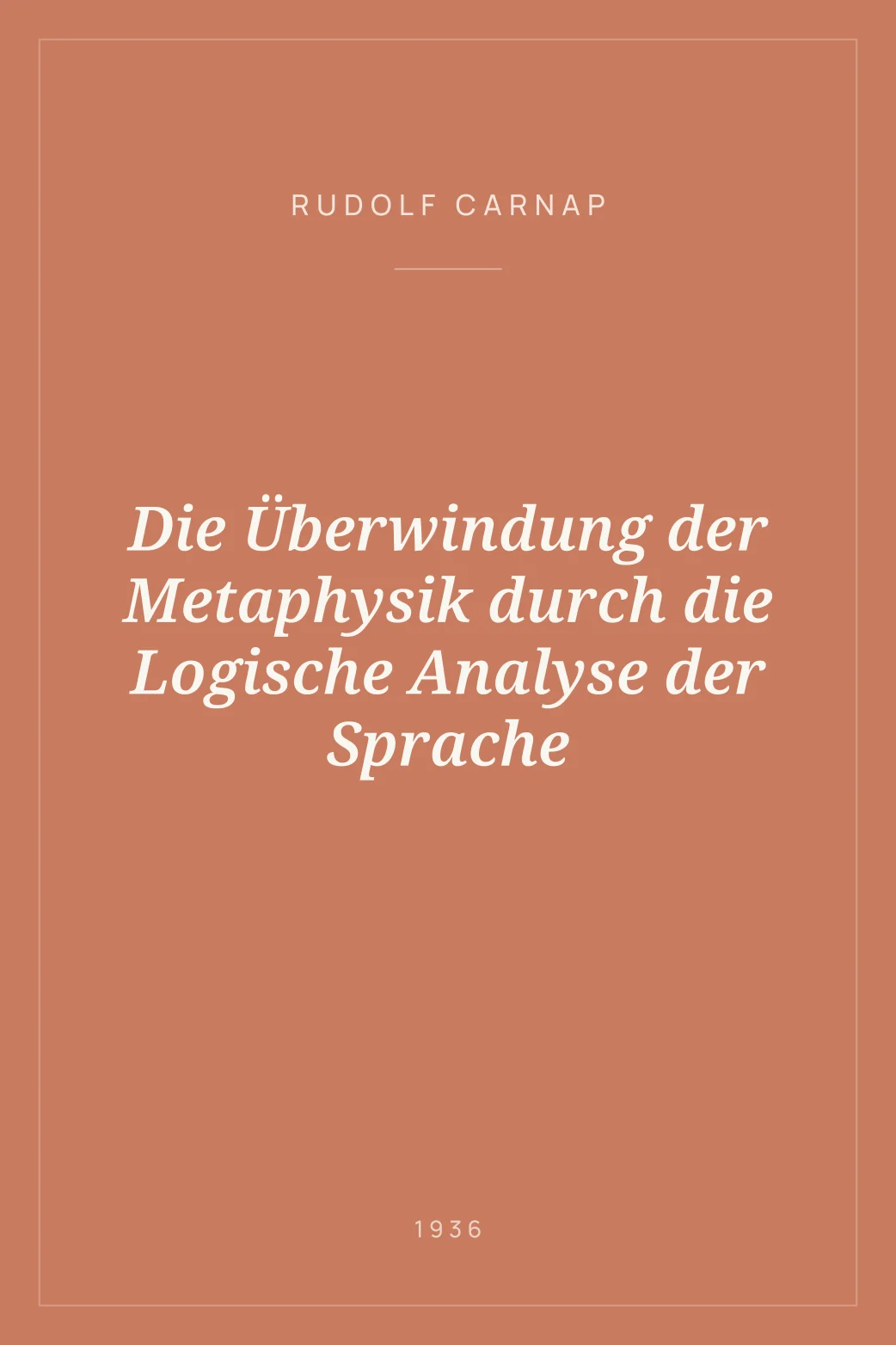 Portada de Die Überwindung der Metaphysik durch die Logische Analyse der Sprache