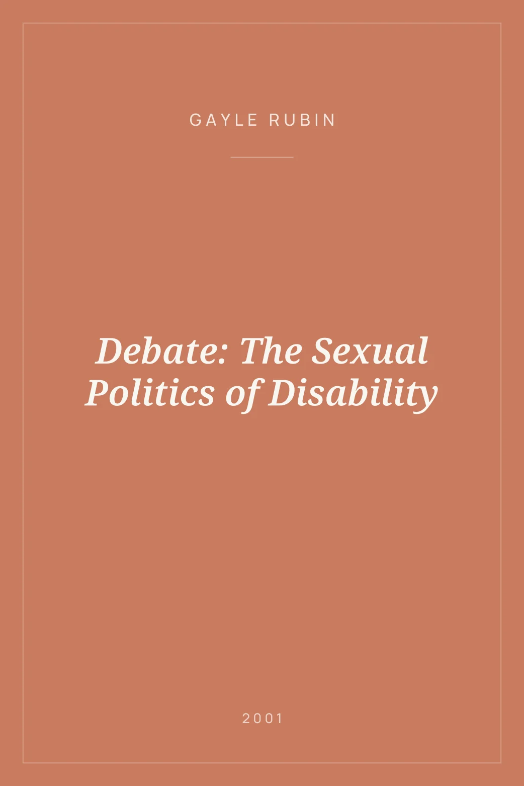 Portada de Debate: The Sexual Politics of Disability