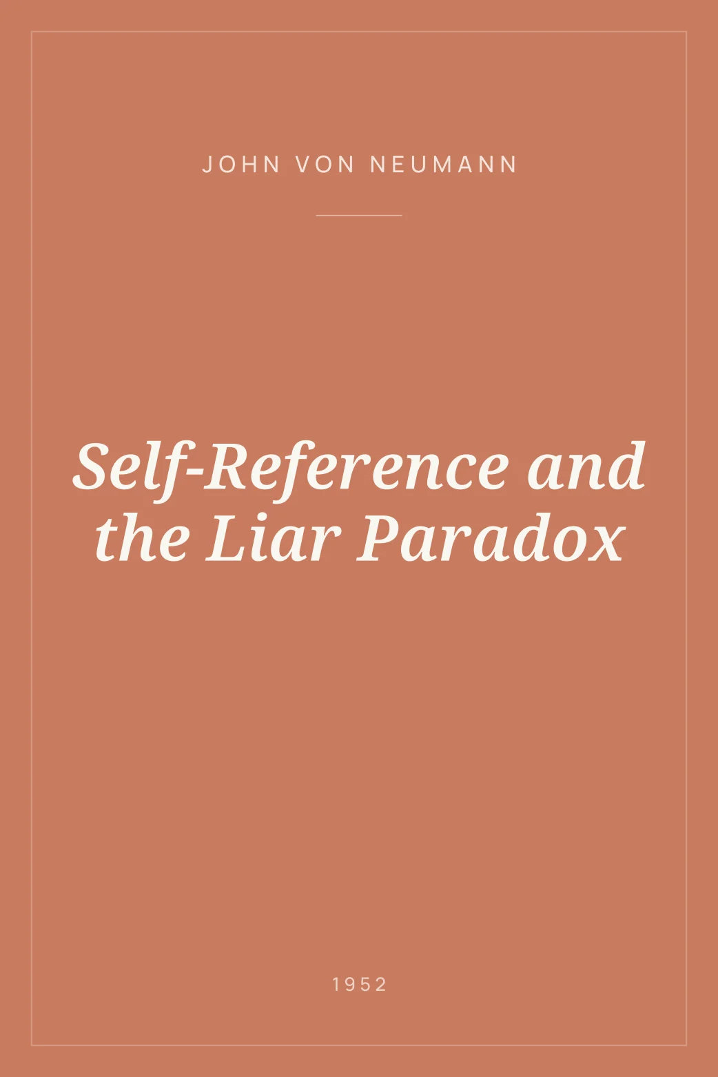 Portada de Self-Reference and the Liar Paradox