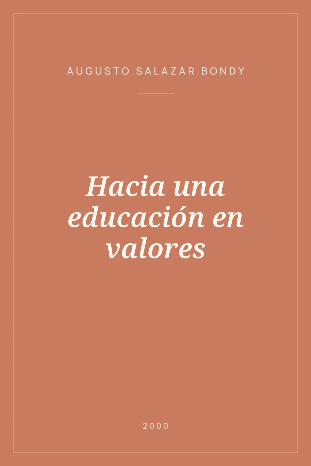 Portada de Hacia una educación en valores