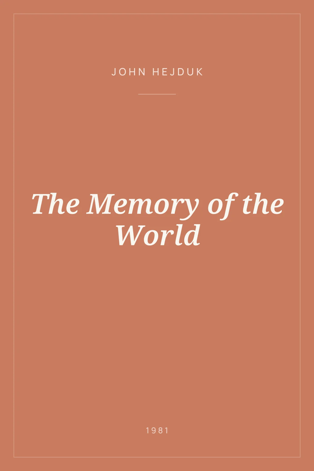 Portada de The Memory of the World