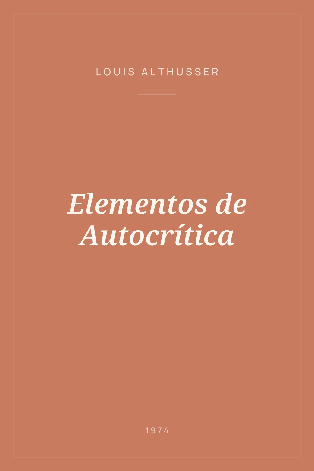 Portada de Elementos de Autocrítica