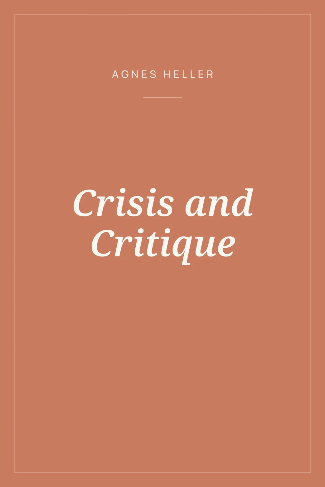 Portada de Crisis and Critique