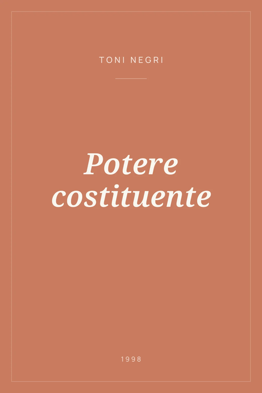 Portada de Potere costituente