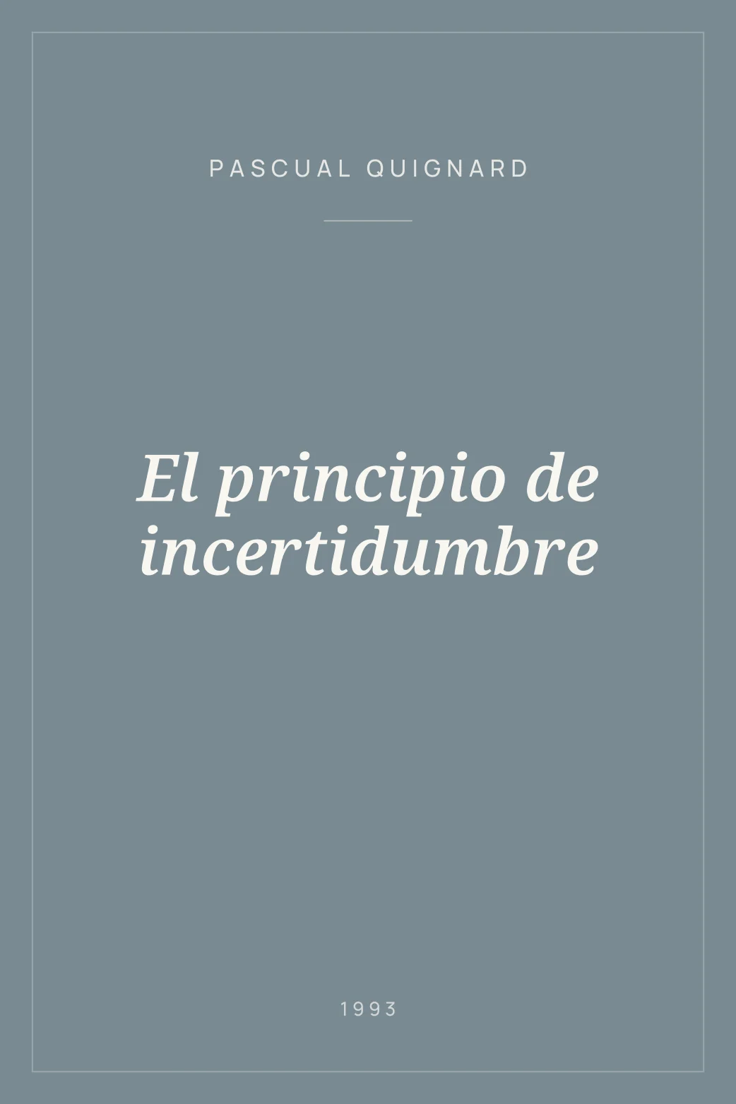 Portada de El principio de incertidumbre