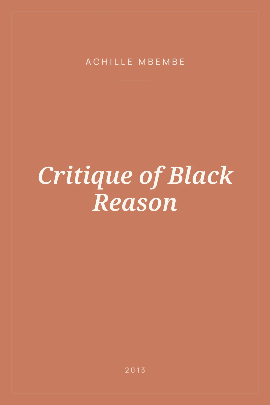 Portada de Critique of Black Reason