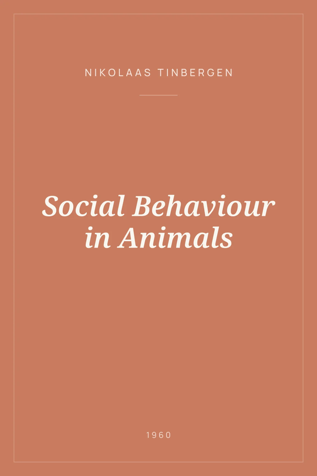 Portada de Social Behaviour in Animals