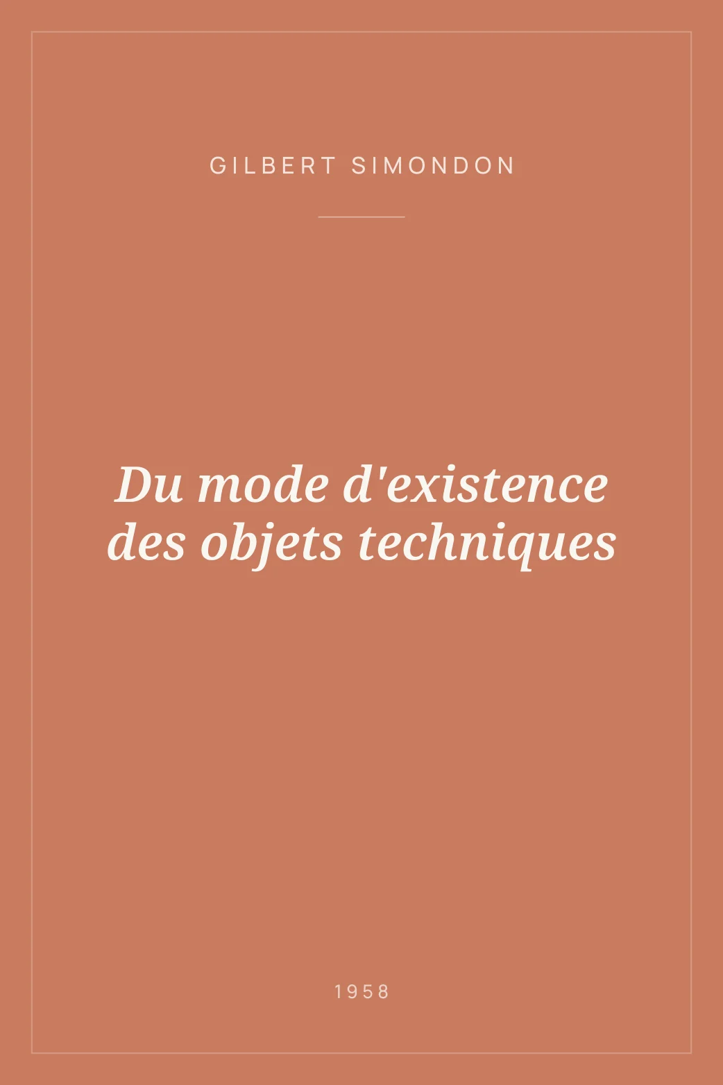 Portada de Du mode d'existence des objets techniques
