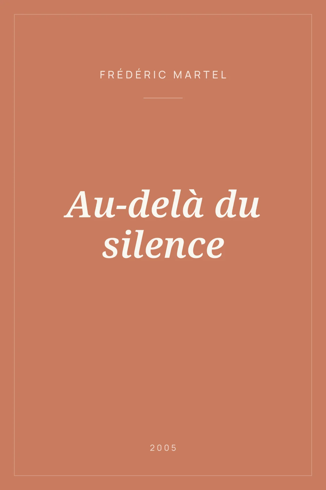 Portada de Au-delà du silence